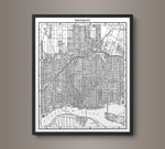 1900s Lithograph Map of Detroit