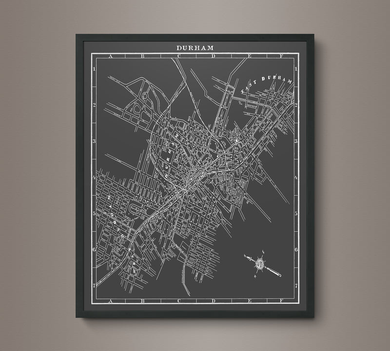 1920s Monochromatic Map of Durham