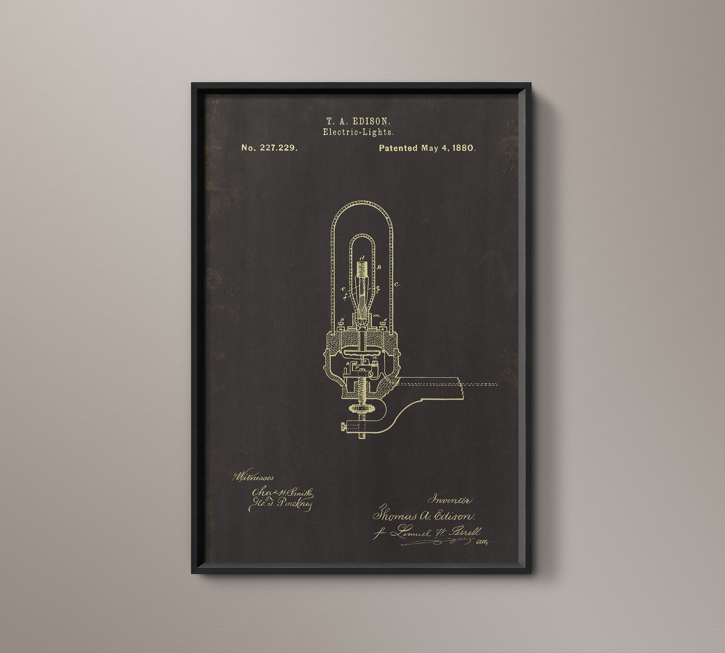 Edison Lightbulb Patent Document 3 Art Circa