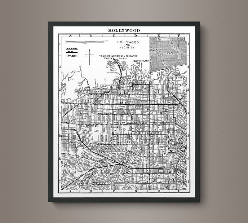 1920s Monochromatic Map of Hollywood