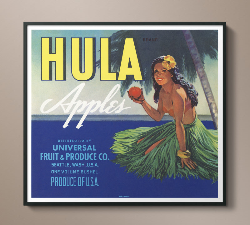 Vintage Produce Label Art - Hula