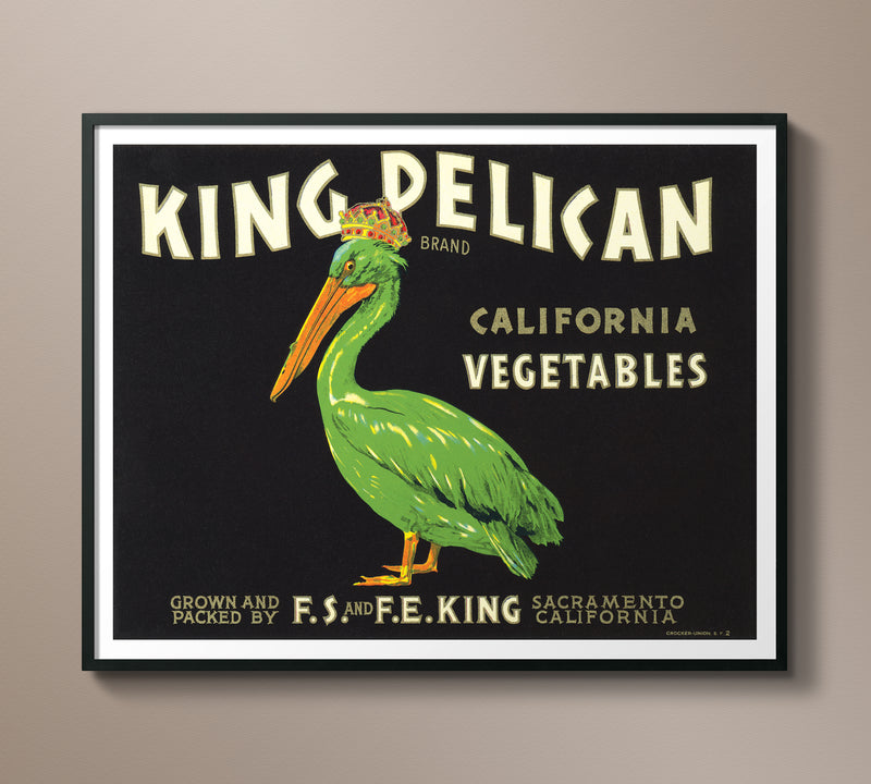 Vintage Produce Label Art - King Pelican