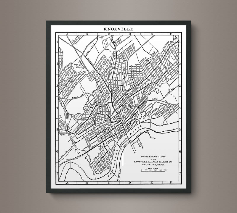 1900s Lithograph Map of Knoxville