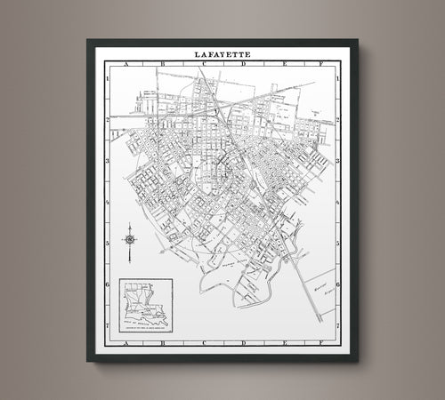 1940s Monochromatic Map of Lafayette