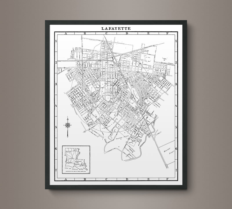 1940s Monochromatic Map of Lafayette