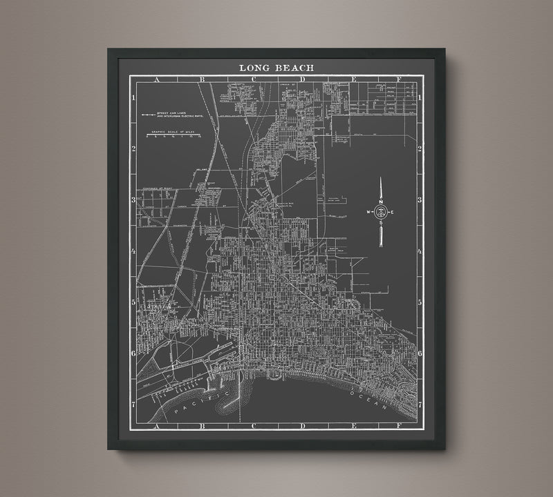 1930s Monochromatic Map of Long Beach