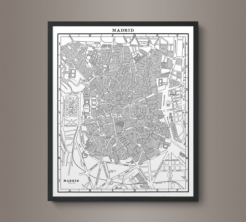 1900s Lithograph Map of Madrid