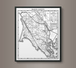 1930s Monochromatic Map of Marin County