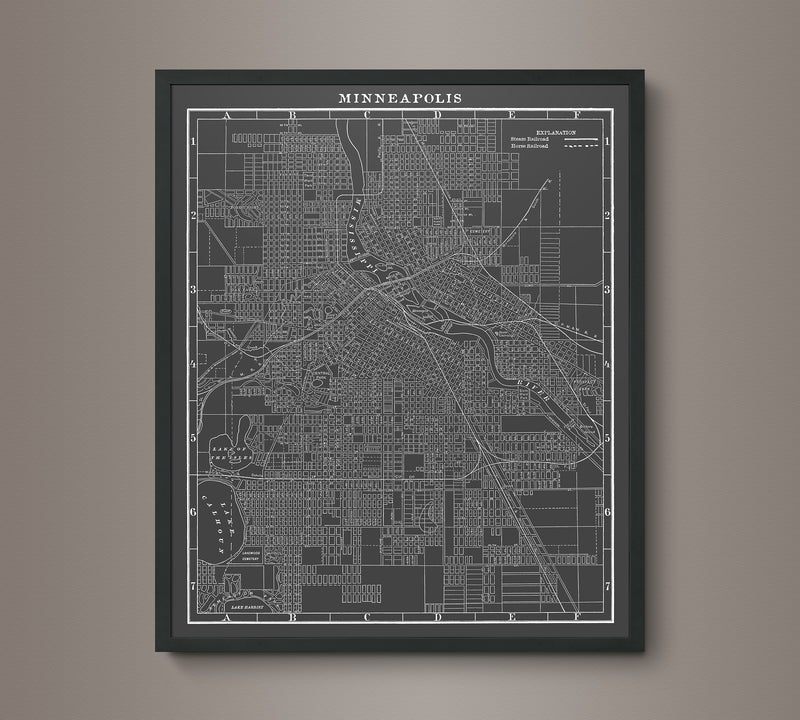 1900s Lithograph Map of Minneapolis