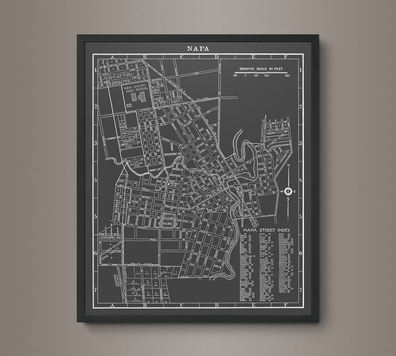 1930s Monochromatic Map of Napa