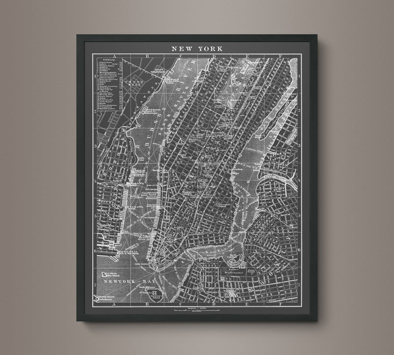 1900s Lithograph Map of New York