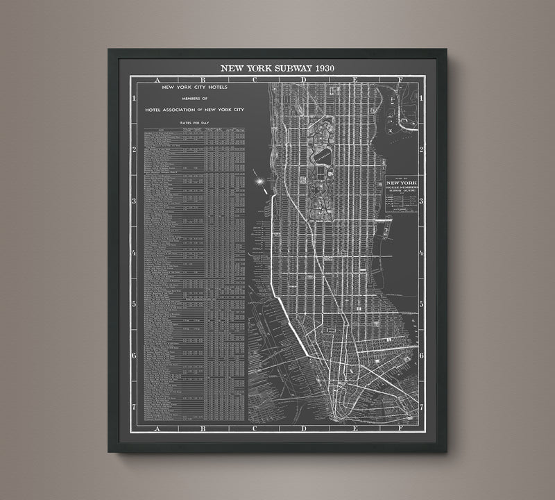 1930s Monochromatic Subway Map of New York