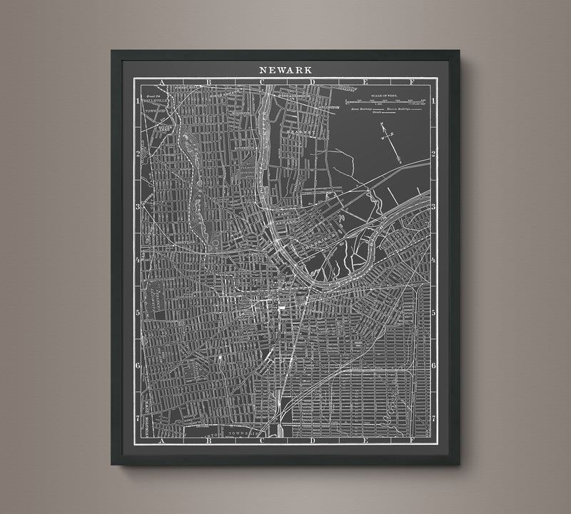 1920s Monochromatic Map of Newark