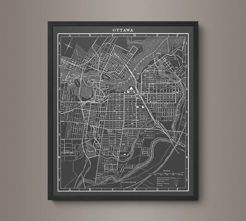 1900s Lithograph Map of Ottawa