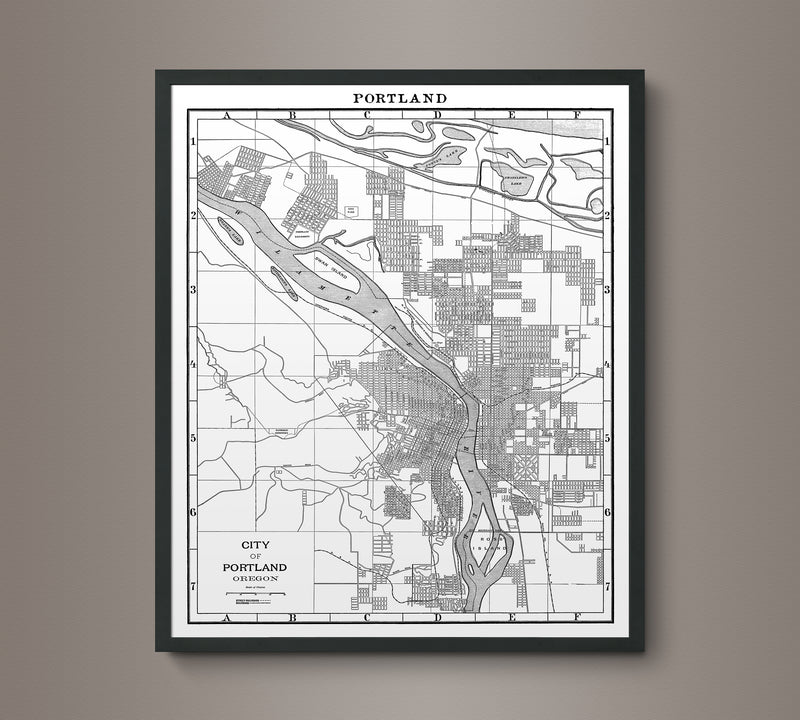 1900s Lithograph Map of Portland