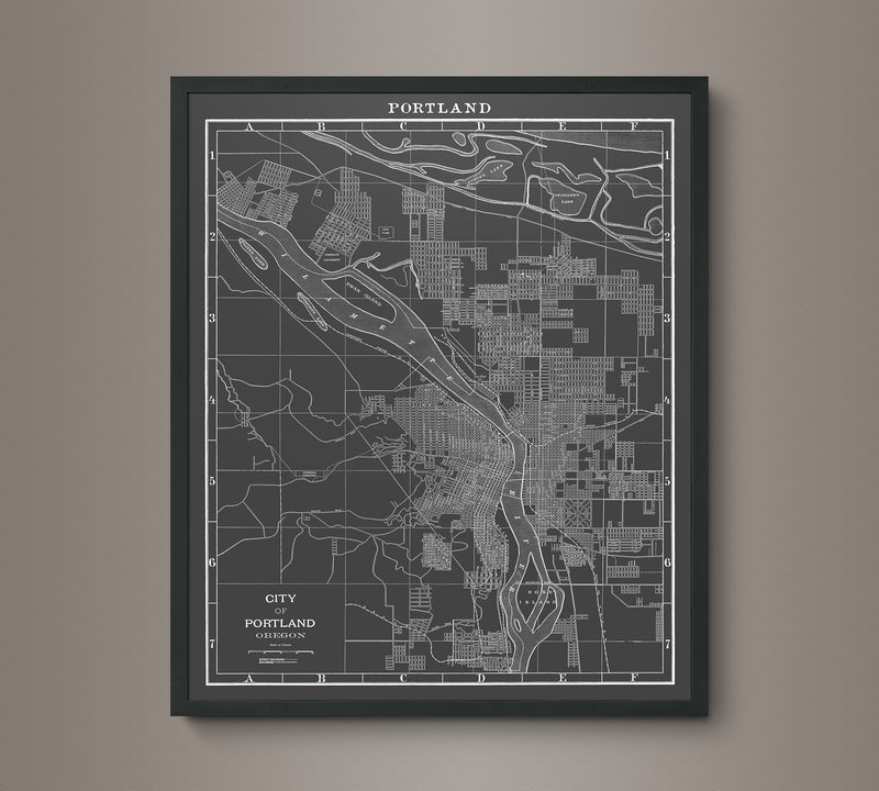 1900s Lithograph Map of Portland