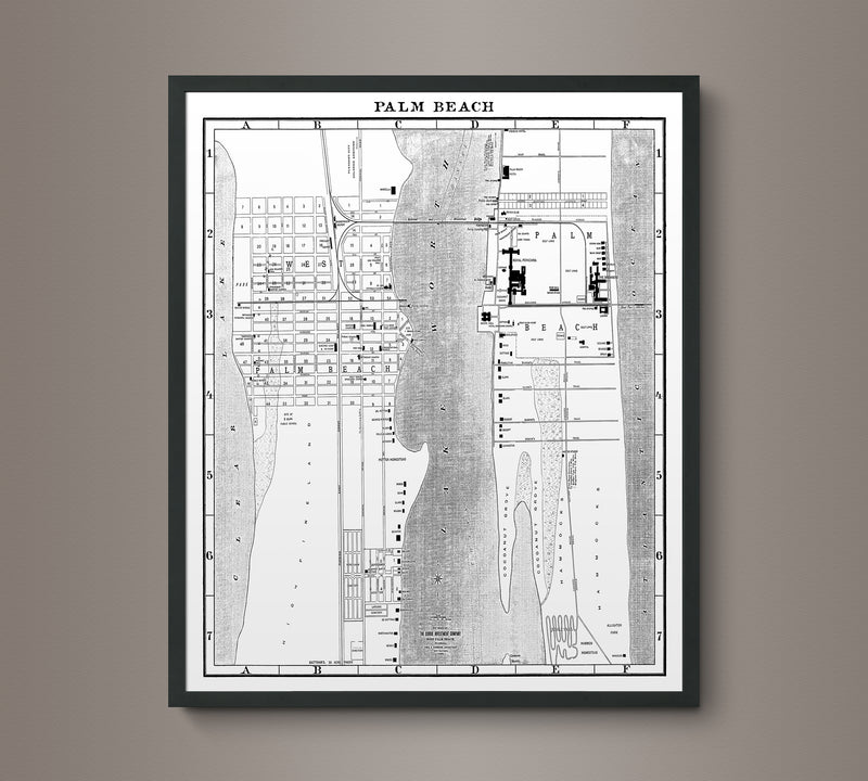 1900s Monochromatic Map of Palm Beach