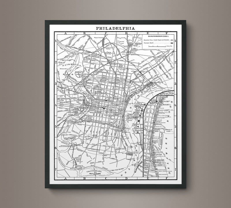 1900s Lithograph Map of Philadelphia