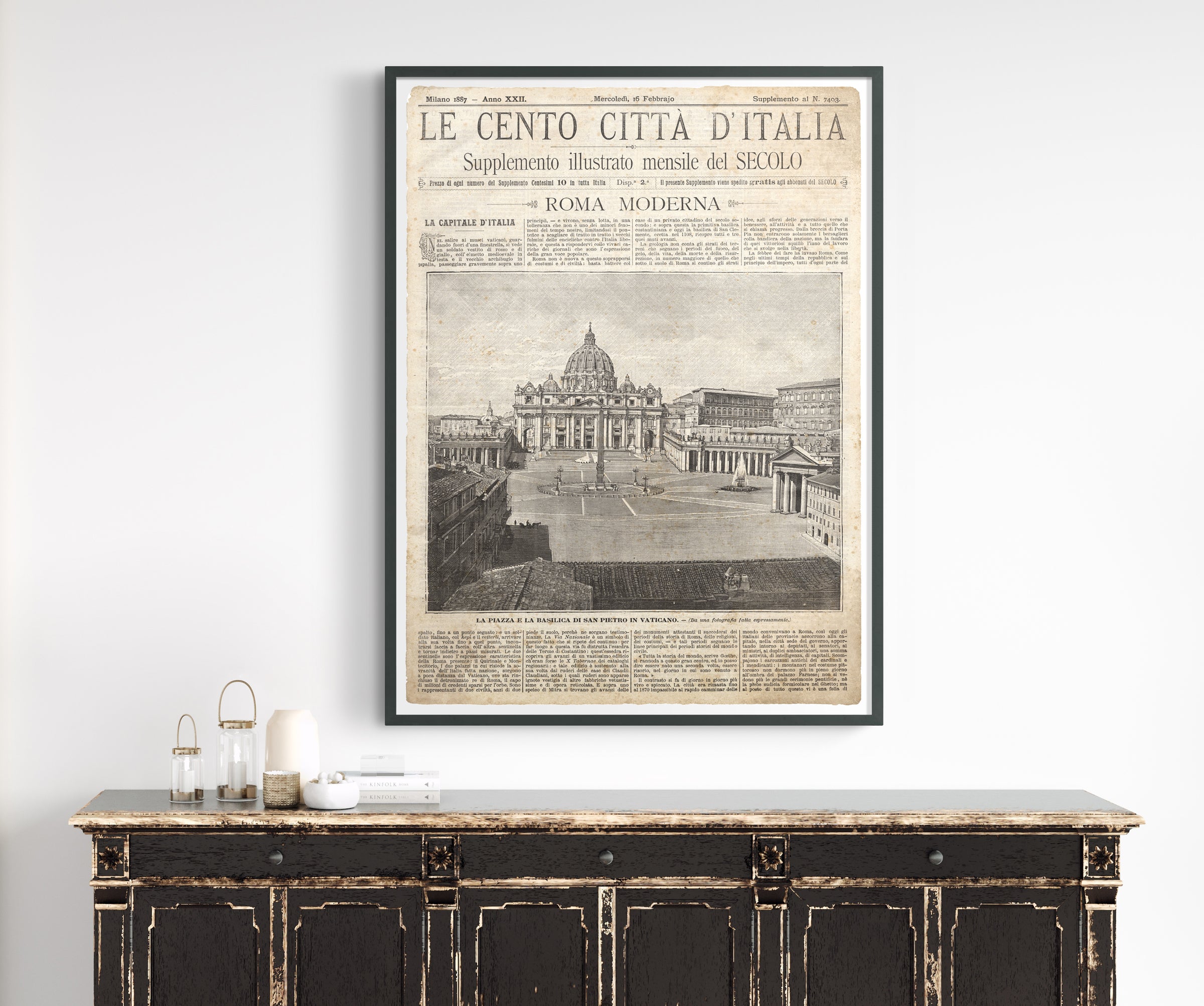 Newspaper Roma Vintage Italian Newspaper - Roma Moderna Full Cover 1 – Art Circa