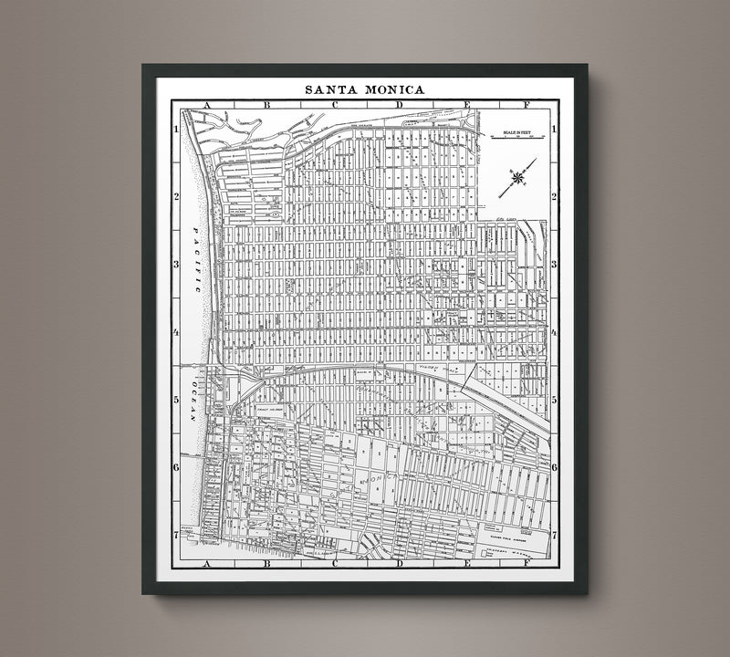 1930s Monochromatic Map of Santa Monica