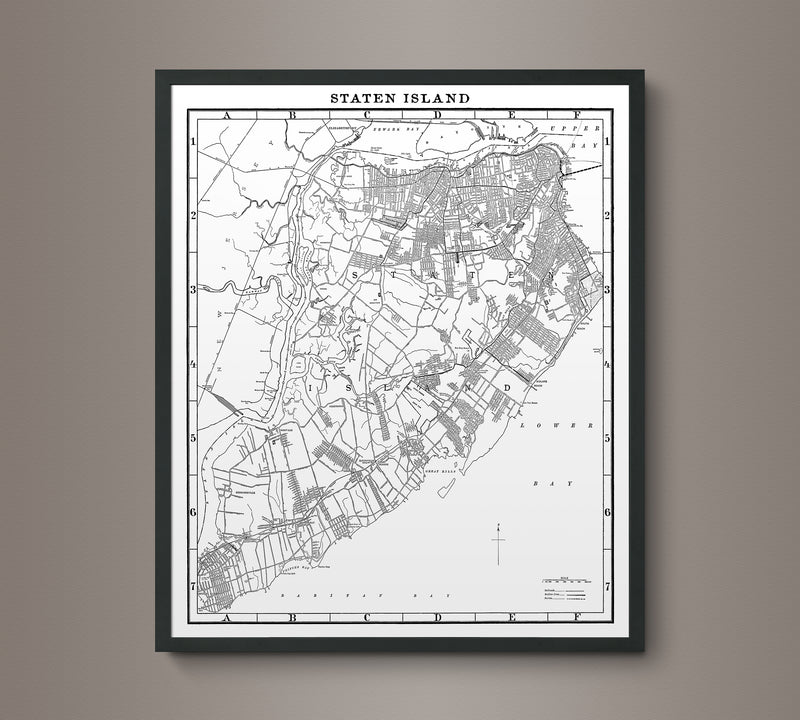 1900s Lithograph Map of Staten Island