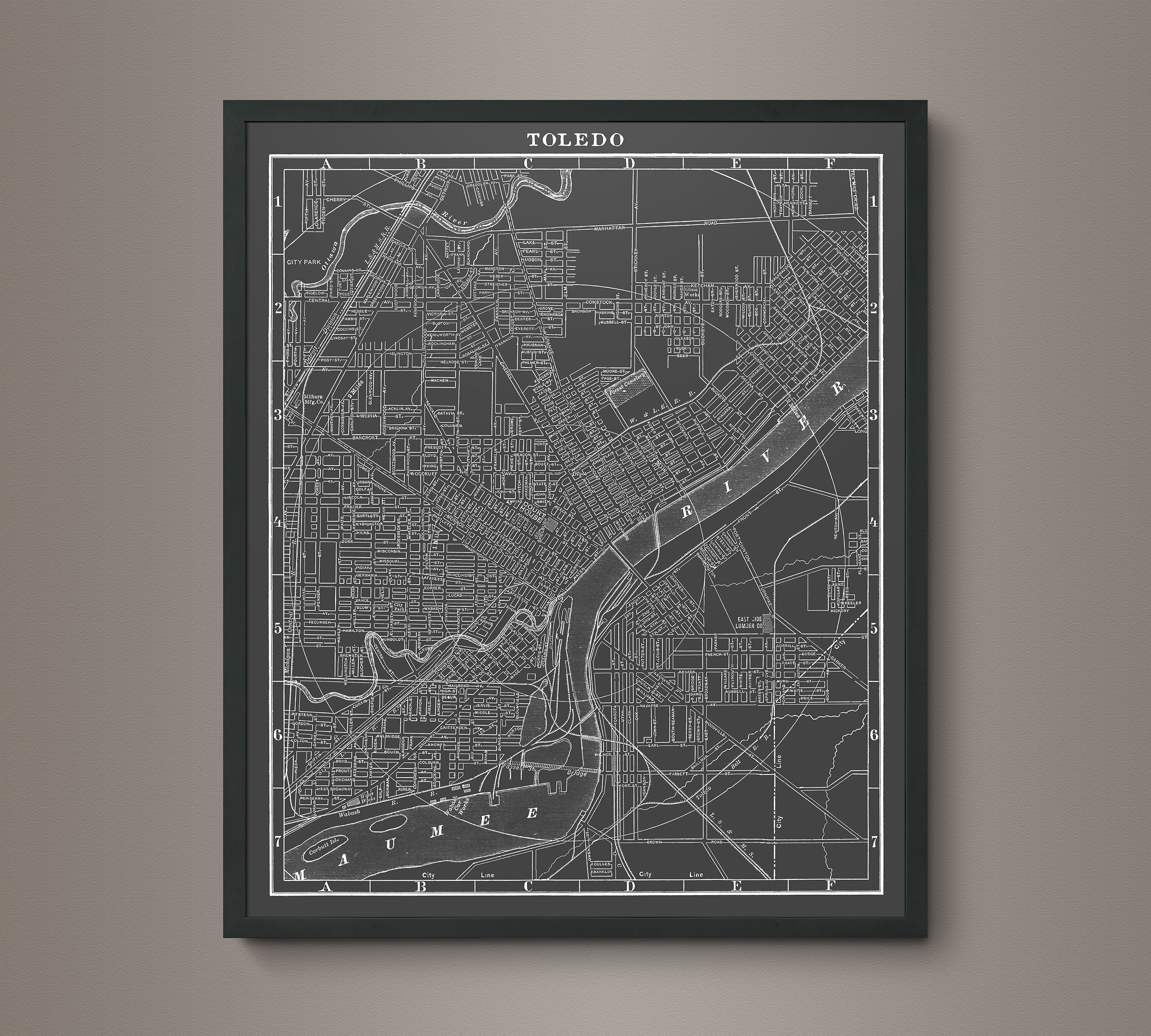 1900s Lithograph Map of Toledo – Art Circa