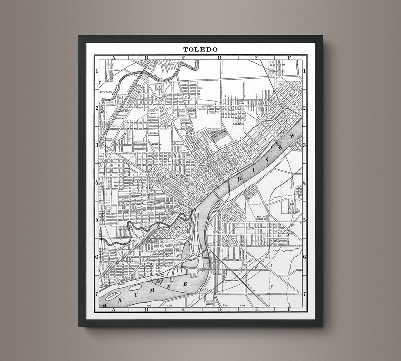 1900s Lithograph Map of Toledo