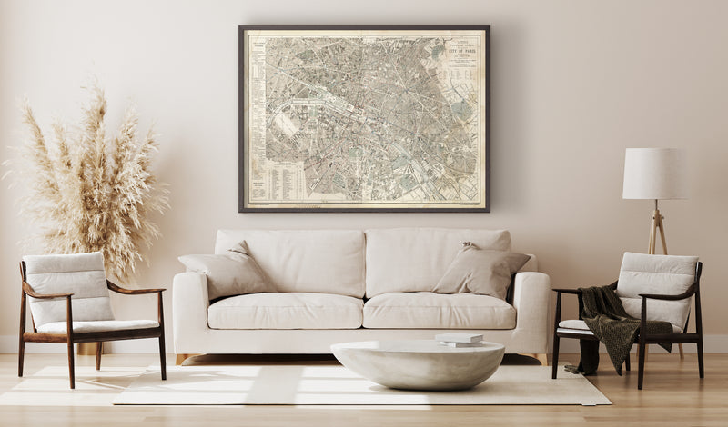 Vintage Paris Map 1883