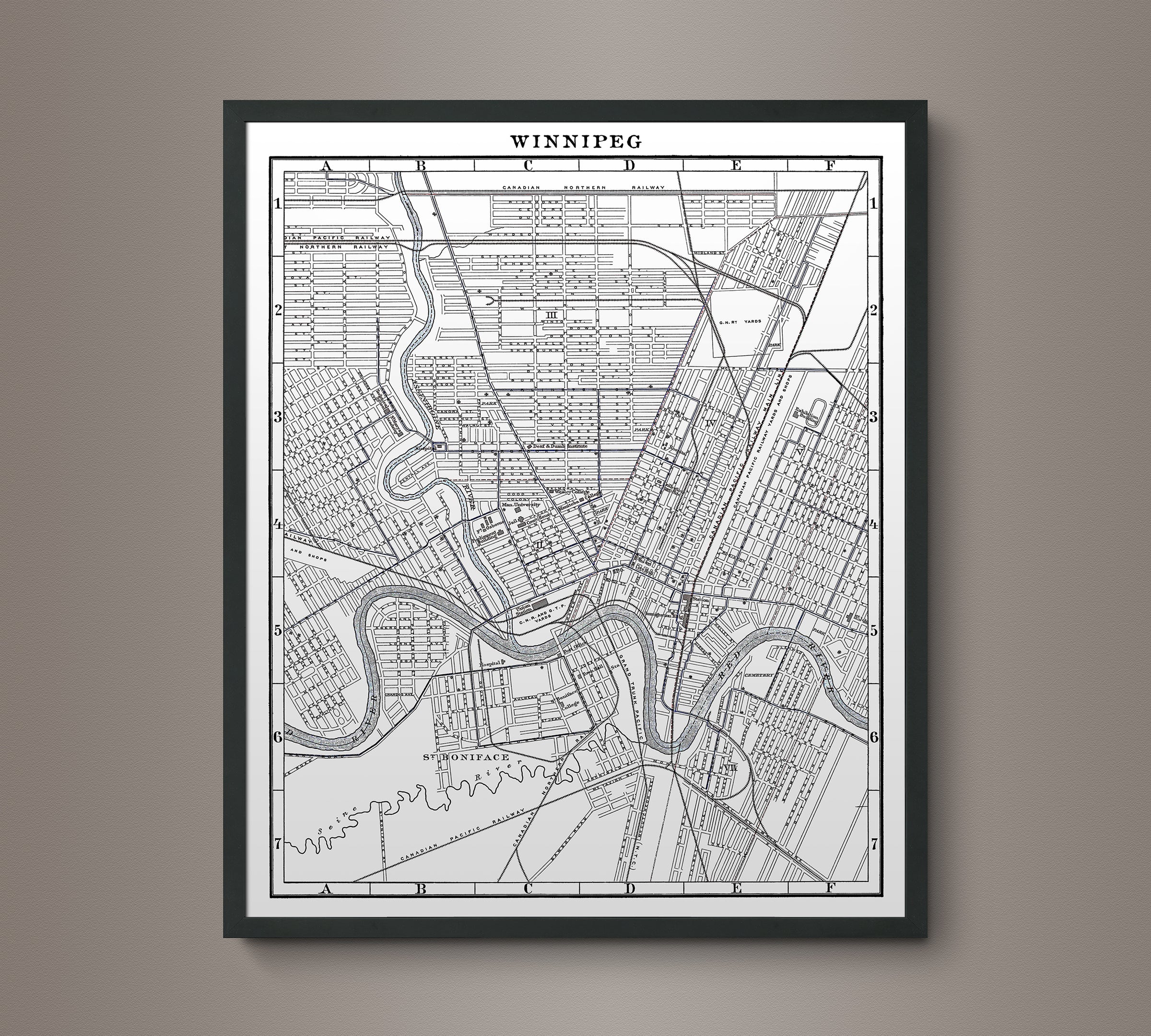 1900s Lithograph Map of Winnipeg – Art Circa