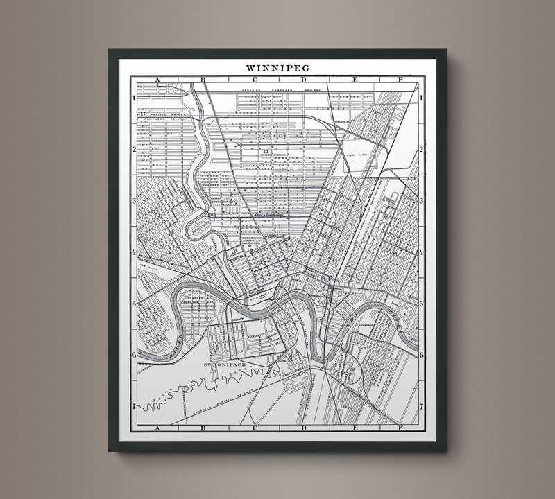 1900s Lithograph Map of Winnipeg